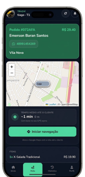 App do motoboy Traz Aí com rota e navegação GPS